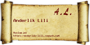 Anderlik Lili névjegykártya